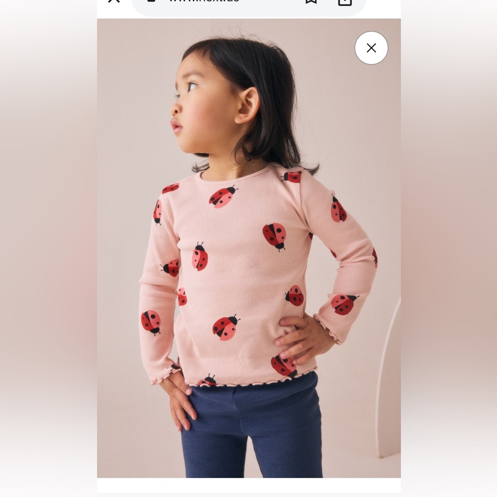 Next Kids Pink Long Sleeve Ladybug Tee